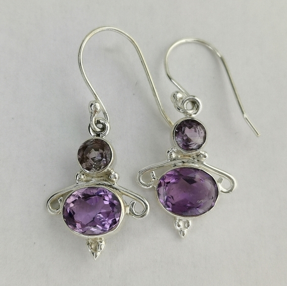 Lavender Amethyst dangle drop earrings in Sterling Silver 🆕 - Picture 6 of 6